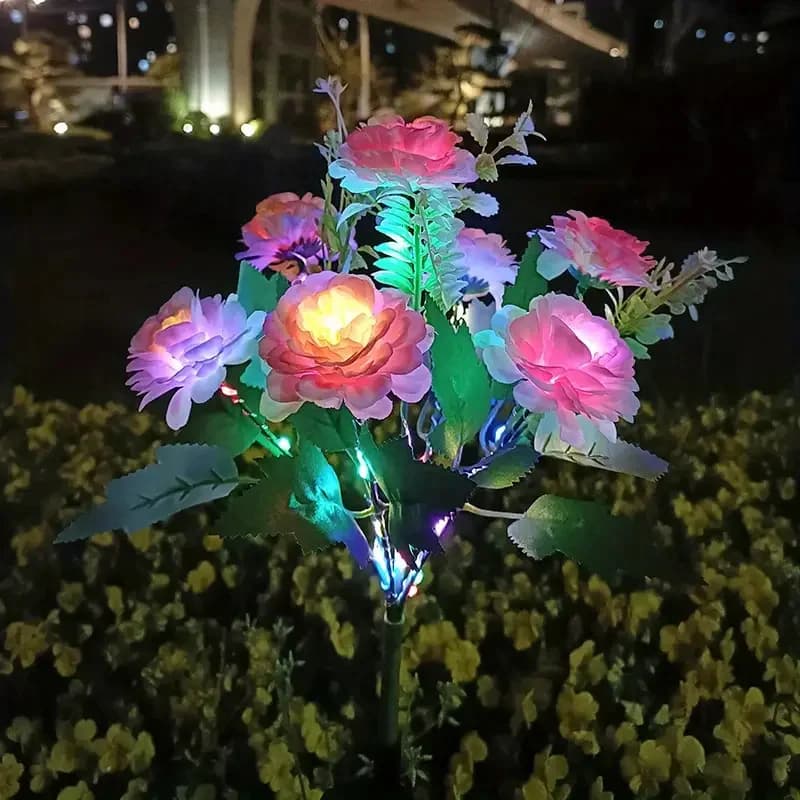 Luci solari a LED Lampada da prato con fiori di ibisco IP65 Impermeabile per esterni per cortile Patio Decorazione da giardino Lanterna per feste di fiori