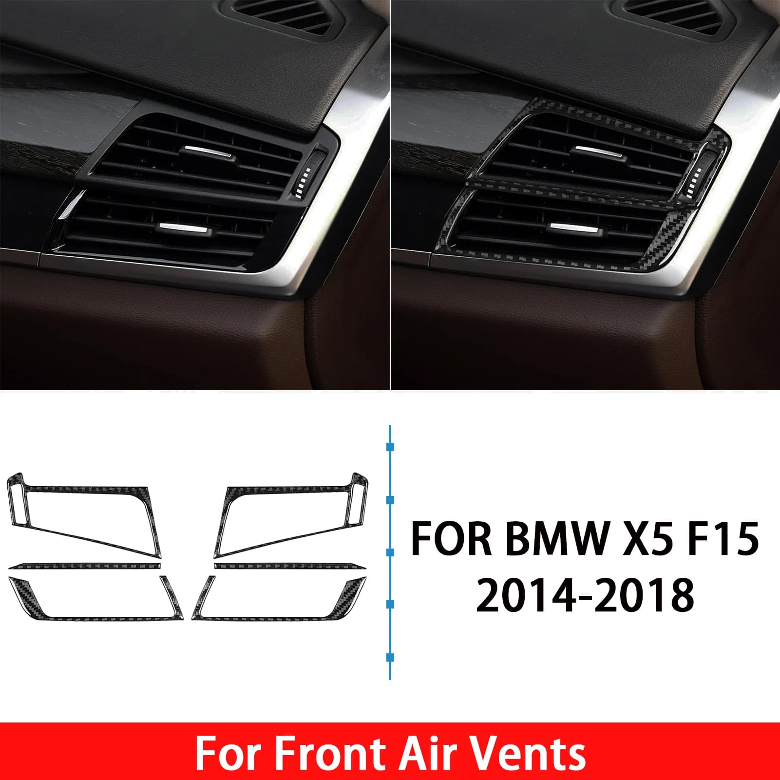 Carbon Fiber Front Air Vent Trim Panel Decal For BMW X5 F15 2014 2015 2016 20172018