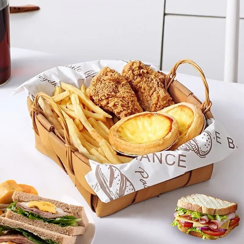 100 pz Oilproof Carta di Cera Torta Pane Involucro Alimentare Usa E Getta Burger Patatine Fritte Cottura Cera di Carta Piatto Da Pranzo A Prova di Grasso Pad di Carta