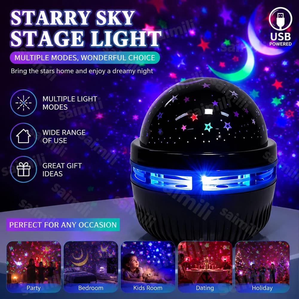 Starry Sky Projector Northern Lights LED Night Light with USB Remote A variety of styles for home bedroom party decor
