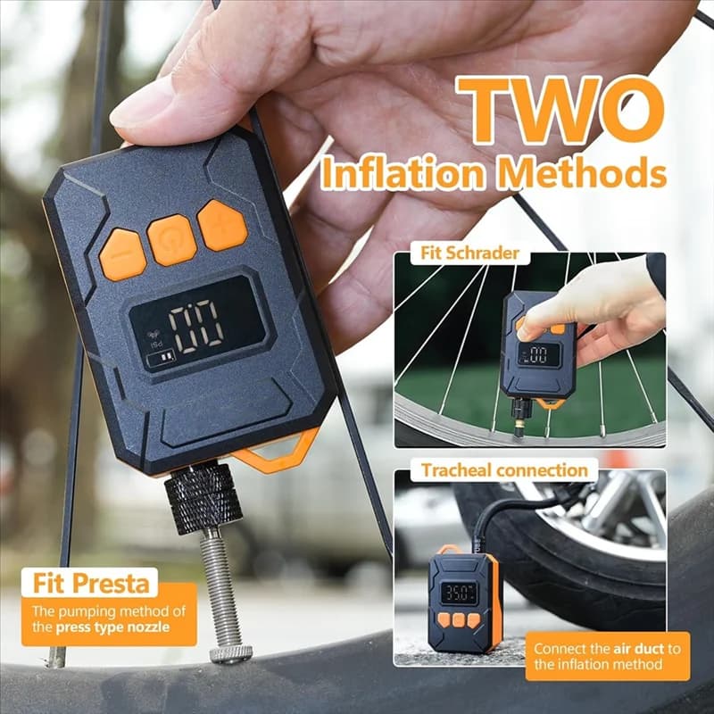 Mini pompa per bici precisa da 150 PSI con manometro digitale, pompa ad aria con funzione di arresto automatico per gonfiaggio pneumatici per bicicletta