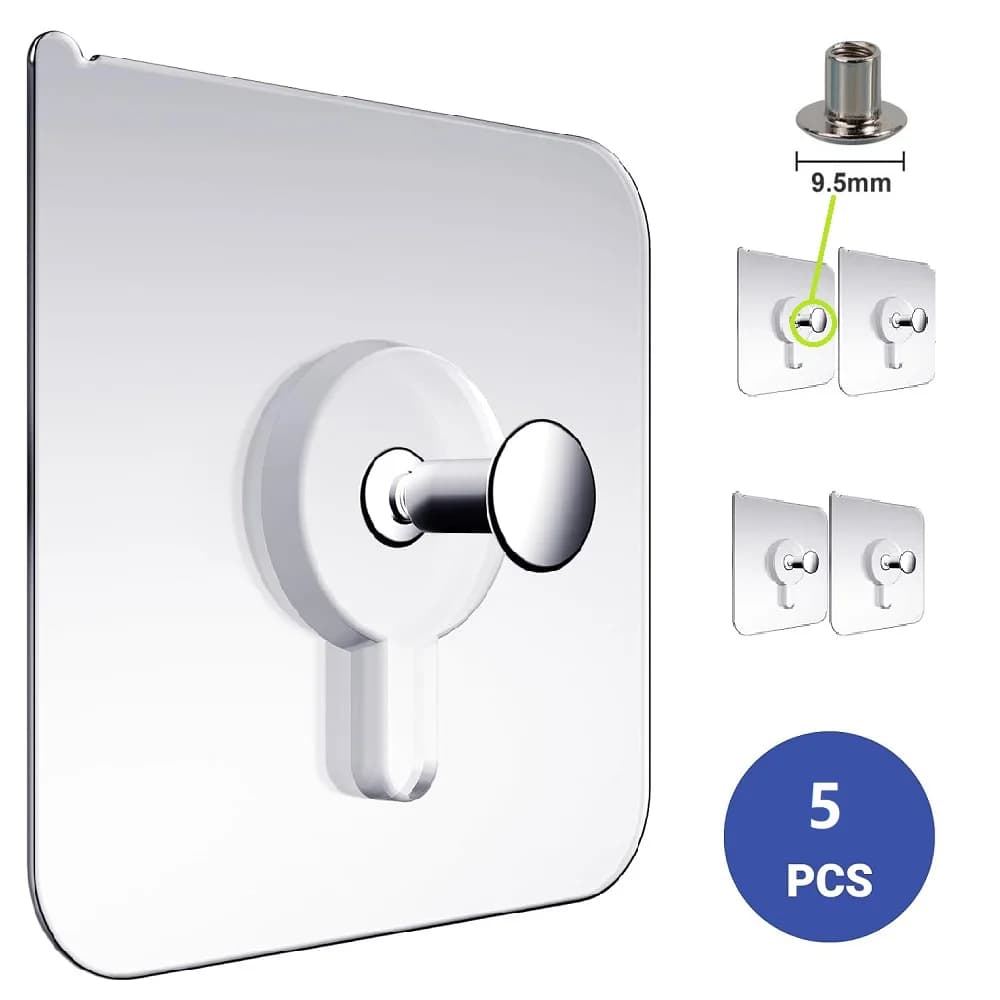 Adesivo trasparente senza traccia con vite Traceless Vite Patch Appendiabiti da parete senza chiodi Gancio adesivo per cornice da 5 pezzi