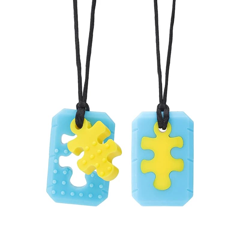 1PC Bambini Collana da masticare Massaggiagengive in silicone Puzzle Ciondolo Chewlry Dentizione del bambino Collana sensoriale per terapia del motore orale