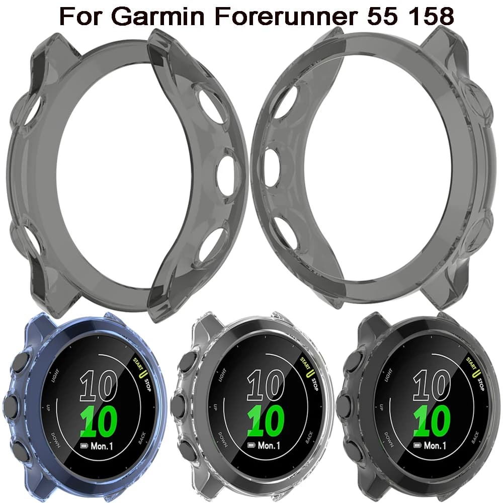 Custodia protettiva in morbido TPU per Garmin Forerunner 55 158 Custodia protettiva per smartwatch Shell Edge Cover