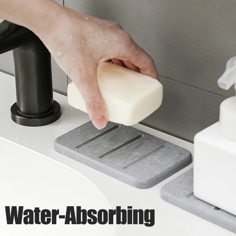 Portasapone fango diatomea Tampone ad asciugatura rapida Controsoffitto del bagno Sapone Articoli da toeletta Tappetino assorbente Portasapone rettangolare Forniture per il bagno