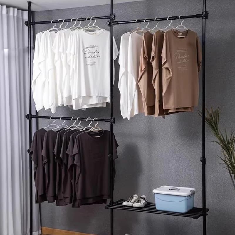 Non-perforated clothes rack Adjustable height retractable clothes rack Simple and large