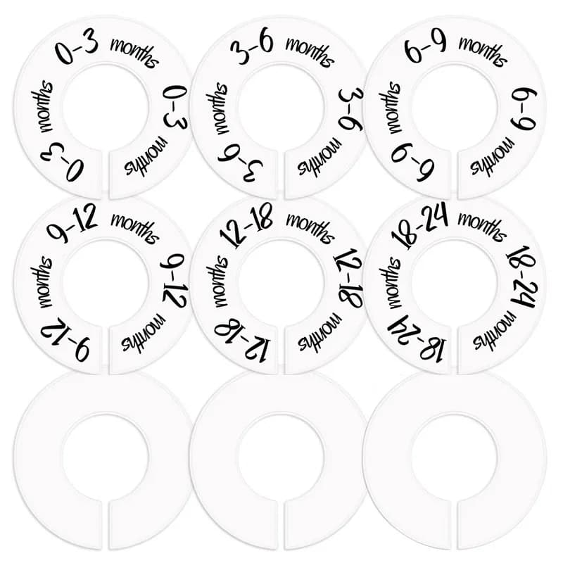 100 pezzi multi formato per bambini grucce rotonde in stoffa divisori per armadio per negozi di vestiti divisori di dimensioni di abbigliamento in plastica fai da te