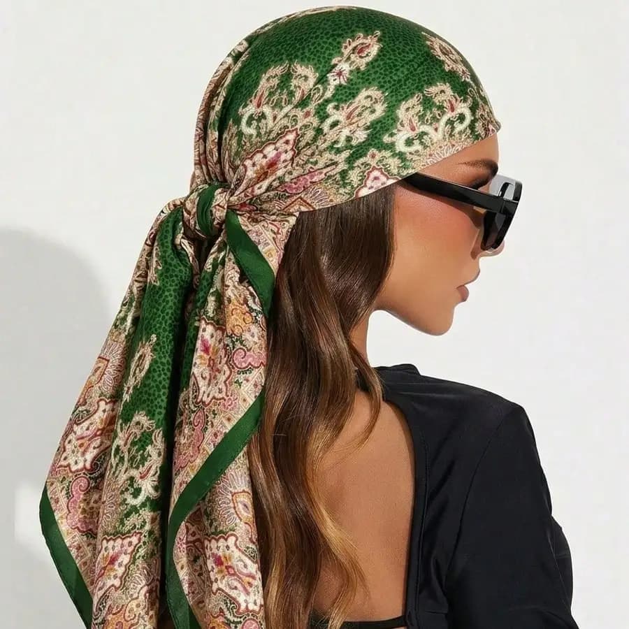 1pc Polka Dot Zebra Stripe Satin Vintage Spring Women Square Scarf, Luxury Soft Versatile Hair Neck Bandana Headscarf Party Travel Wear