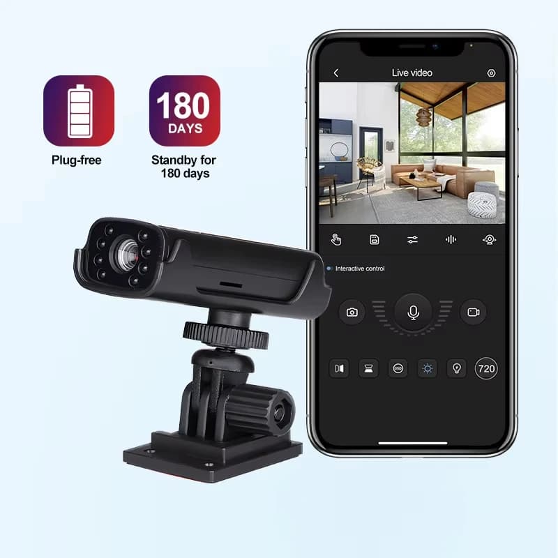 Mini telecamera di sicurezza domestica intelligente WiFi wireless per interni Vista remota Telecamera impermeabile esterna Rilevazione umana Standby per il sonno