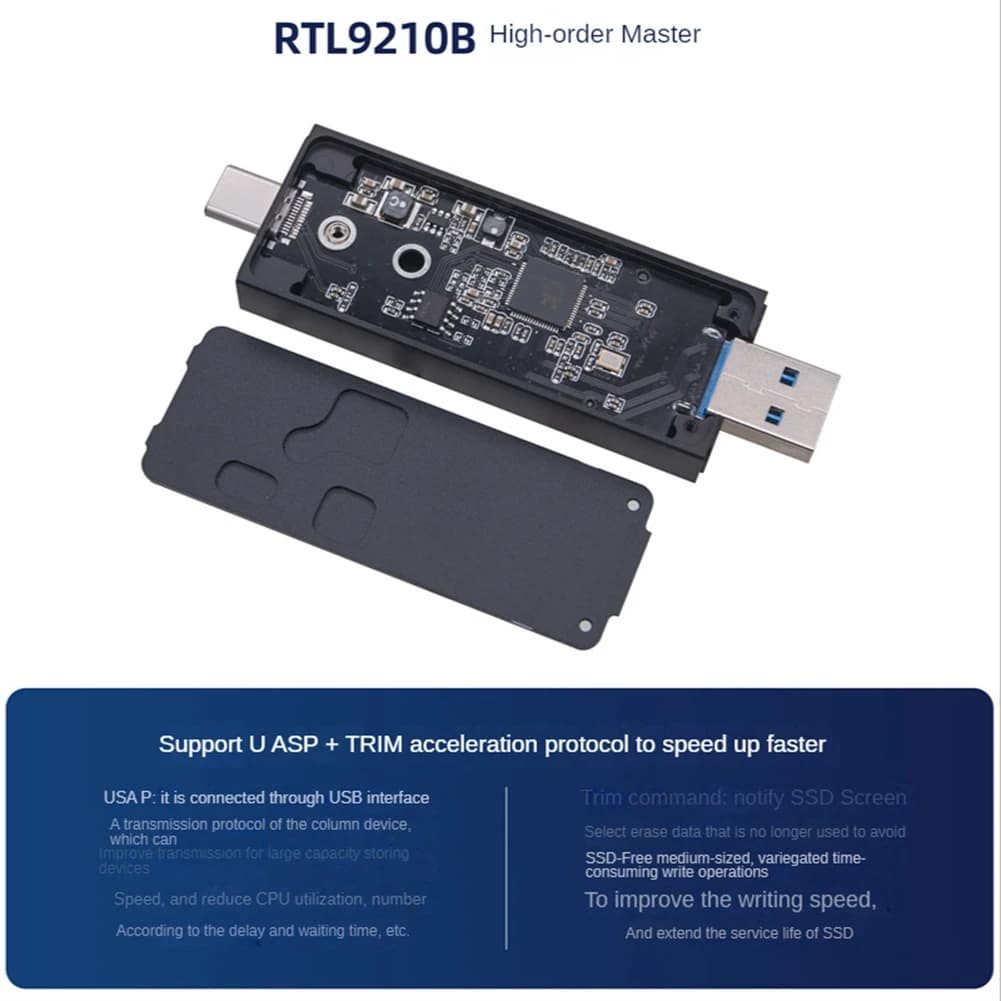A08E-M.2 Custodia SSD USB 3.1 Tipo C Custodia per disco rigido Custodia per disco rigido esterno per 2230 2242 Per Windows /Linux