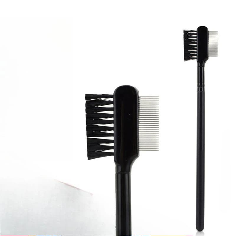 Double End Steel Needle Eyebrow Comb Dual Use Makeup Brow Grooming Tool Eyelash Brush Metal Lash Separator Mascara Applicator
