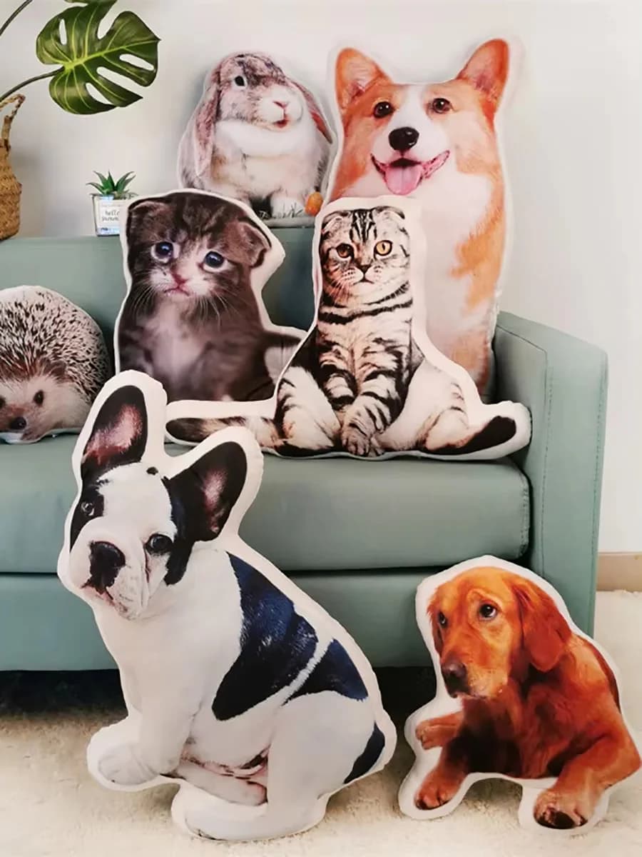 Cuscino Divertente a Forma di Gatto o Cane, Cuscino 3D Personalizzato per Animali Domestici, Cuscino Personalizzato da Foto, Regalo Commemorativo per la Perdita di un Animale, Giocattoli di Peluche