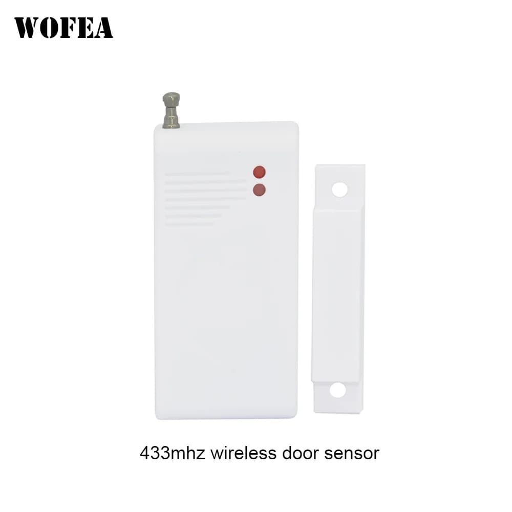 Wofea Sensore per porte e finestre wireless Rilevatore di contatti magnetici da utilizzare per il sistema di allarme domestico 433MHZ 1527