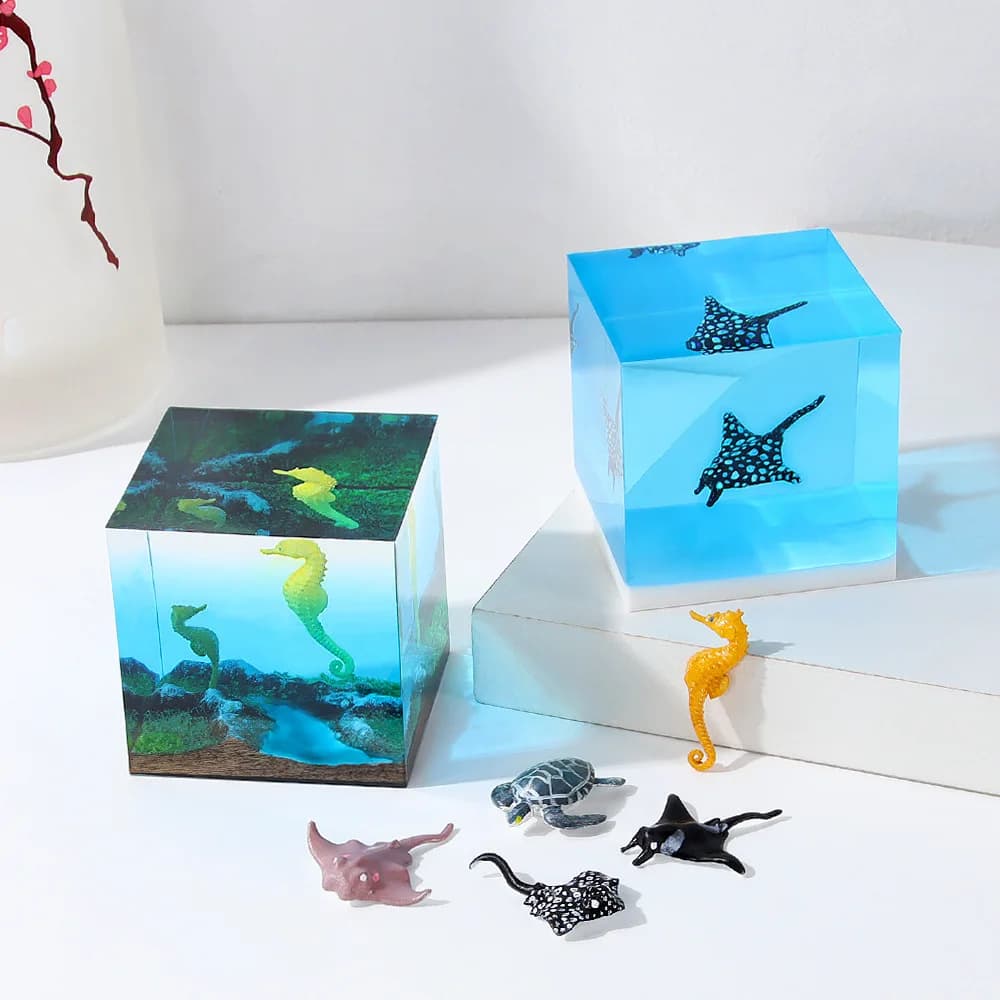 3D Craft Diy Mini Decor Sea Animal Action Figures giocattoli modello riempito di resina materiale di cristallo epossidico accessori paesaggistici in miniatura