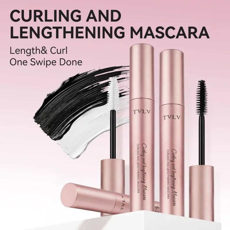 Mascara TVLV per Allungamento e Volumizzazione, Naturale, Anti-sbavatura, Facile da Rimuovere, Colore Nero e Bianco