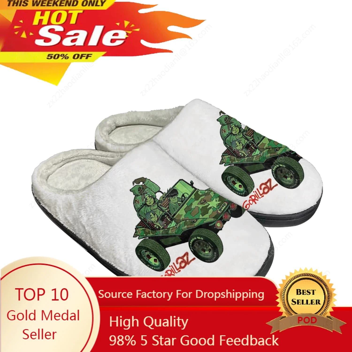 Gorillaz Virtual Rock Band Fashion Home Cotton Custom Slippers Mens Womens Sandals Plush Bedroom Keep Warm Shoe Thermal Slipper