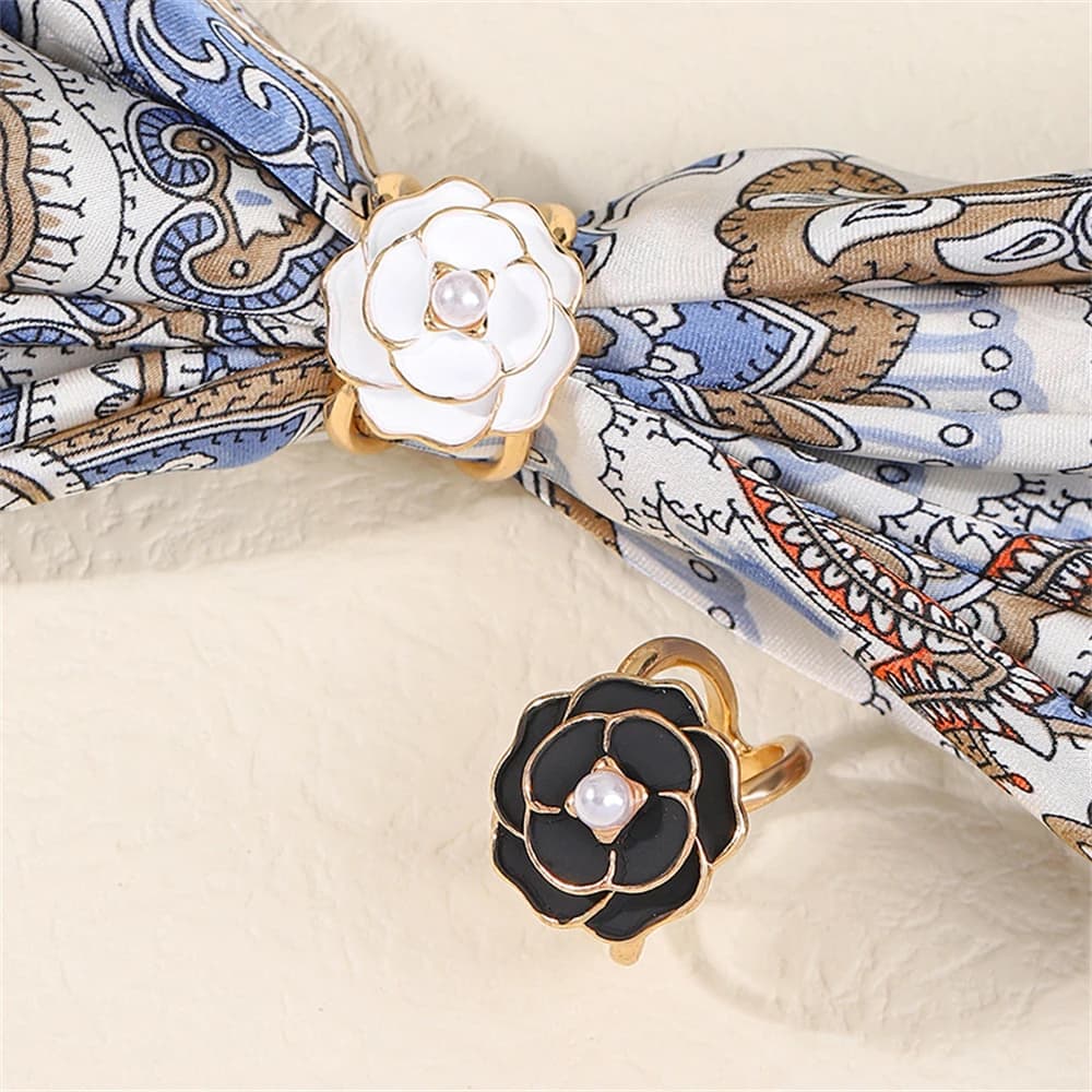 1 pezzo elegante fibbia per sciarpa di seta camelia perla, clip per orlo multifunzionale, fibbia per cintura scialle, accessorio di abbigliamento di moda per le donne