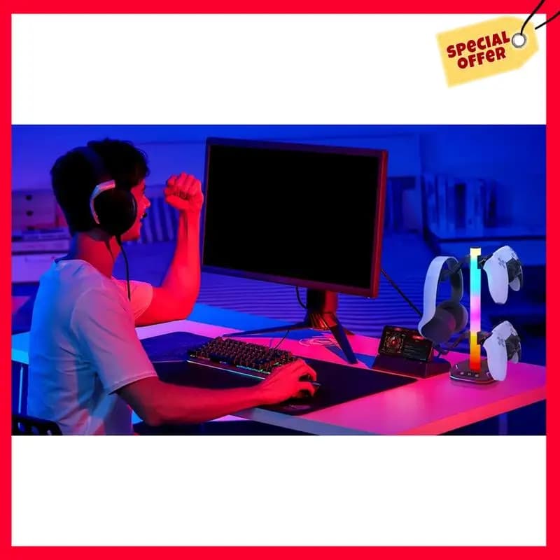 -A25M Supporto per cuffie RGB da gioco per supporto controller Playstation5 Gancio per auricolari per gamepad desktop PS4 PS5