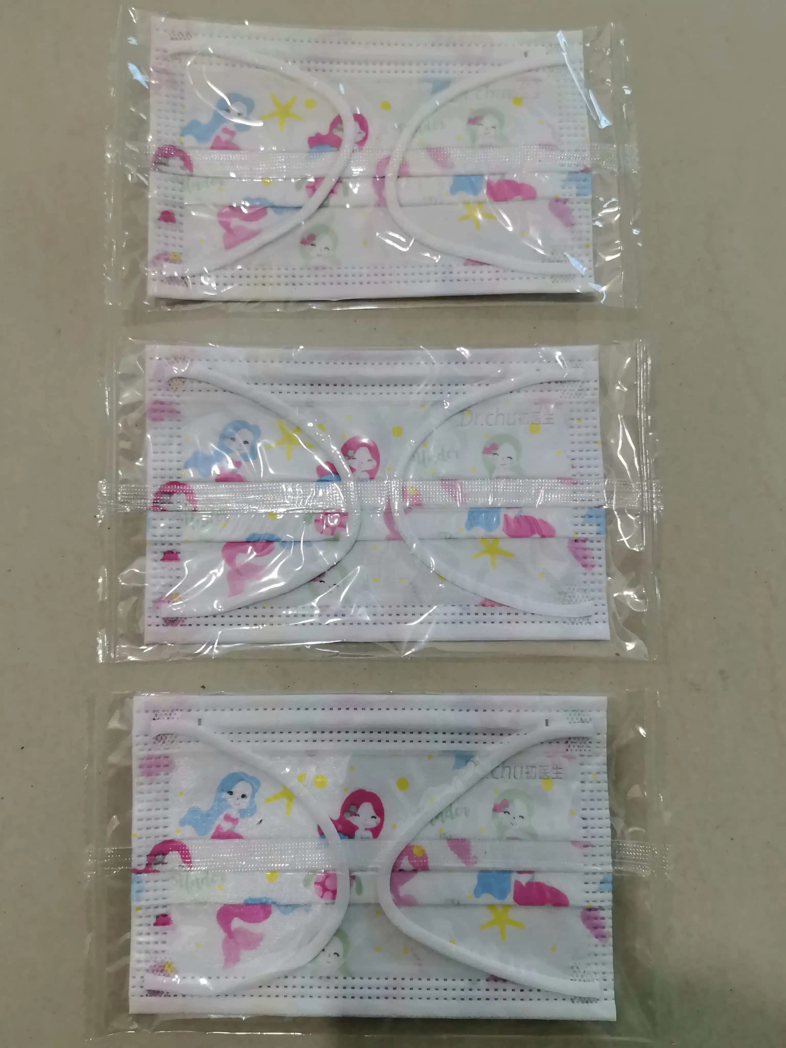 Mermaid Dinosaur Kids Disposable Protective Mask 3 Layer Filter Children's Face Mouth Mask Mascarillas Quirurgicas Homologadas