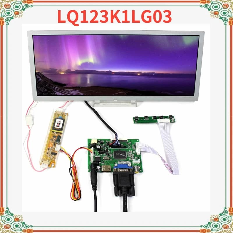 Monitor schermo LCD originale da 12,3" LQ123K1LG03 1280×480 con / senza kit monitor di controllo scheda driver per Raspberry Pi