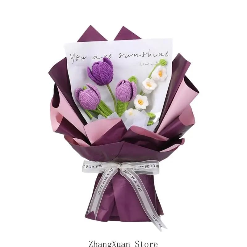Bouquet fiore all'uncinetto 3xuf Set con istruzioni passo-passo con ago gancio all'uncinetto e accessori per maglieria per