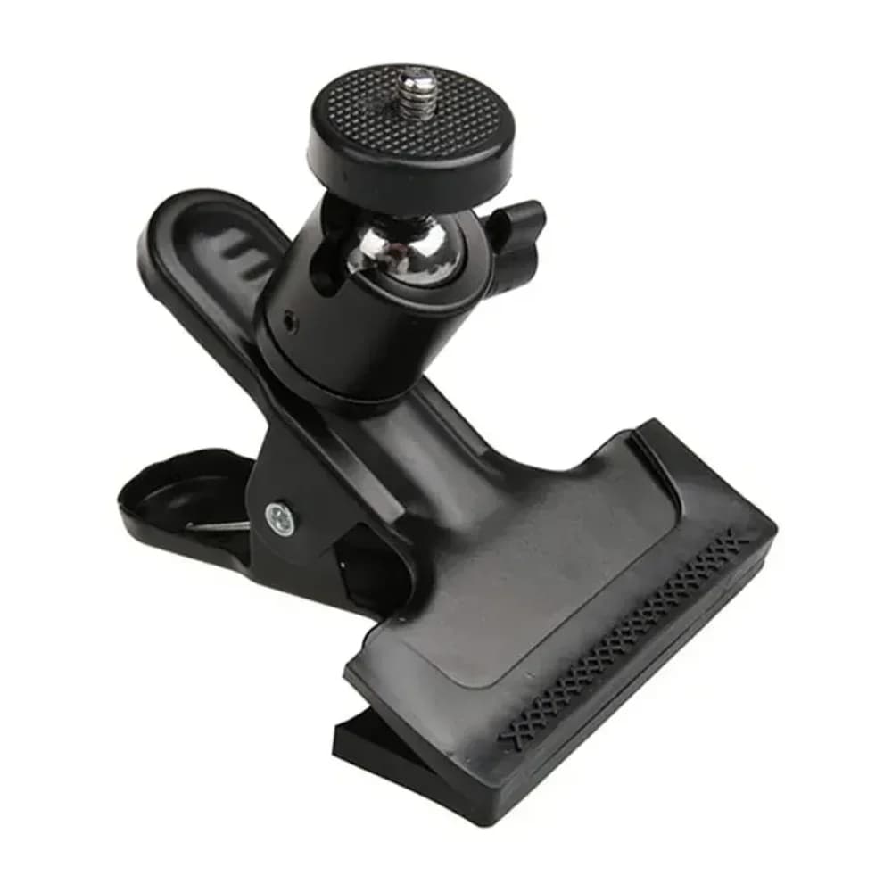 Support for flash support with clip clamp for metal camera with 360 degree swivel ball head 1/4" threaded screw for DSLR camera tripod