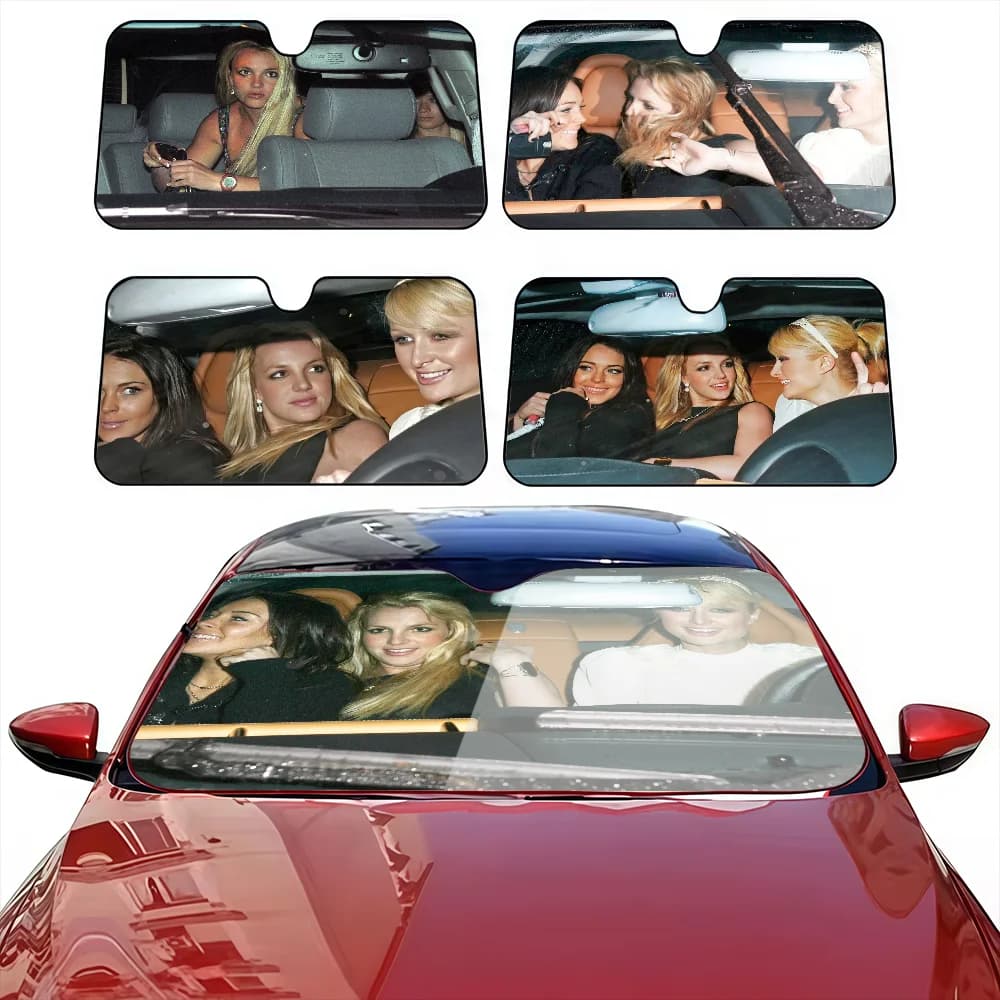 Paris Britney Lindsay Heat Cool drive Car SunShade Windshield Anti-UV Protection Front Sun Shade Interior Cooling for Vehicle