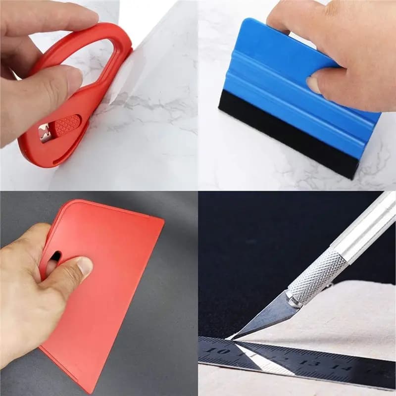 NEW HOT In Stock-Vinyl Cutter Craft Knife With 5 Blades Wallpaper Smoothing Tool Kit Hard Soft Squeegee Measuring Tape For Windo