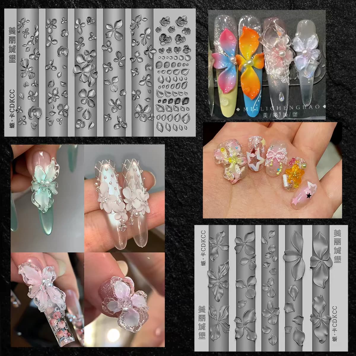 1pc Magnolia Flower Snake Rose Flower 3D Acrylic Nail Mold Nail Art Decorations Silicone Stamping Plates Nail Accessories