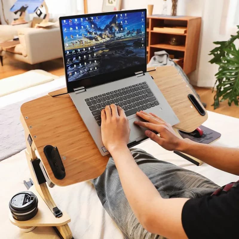 Supporto per Notebook regolabile in legno a 360 ° per scrivania pigra multifunzionale, supporto per Computer da scrivania, supporto pieghevole portatile,