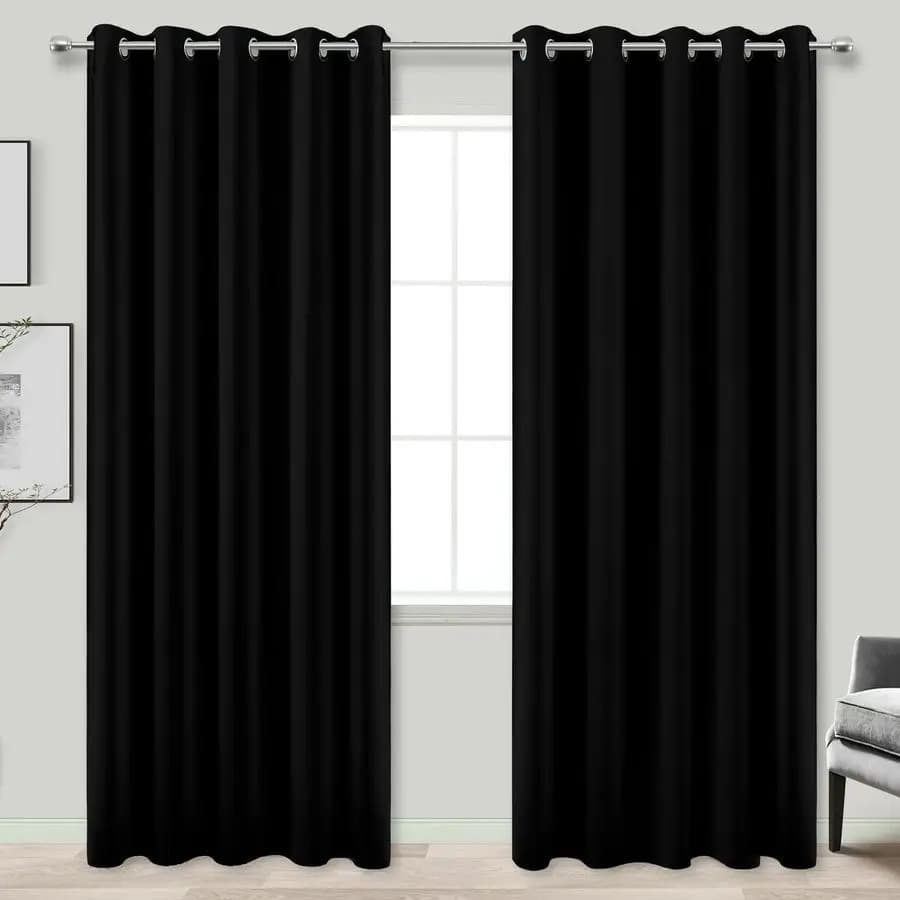 Tende da 72 pollici extra larghe per porta scorrevole in vetro per camera da letto, 2 pannelli con occhiello oscurante, paralume per finestra grande, nero chiaro scuro