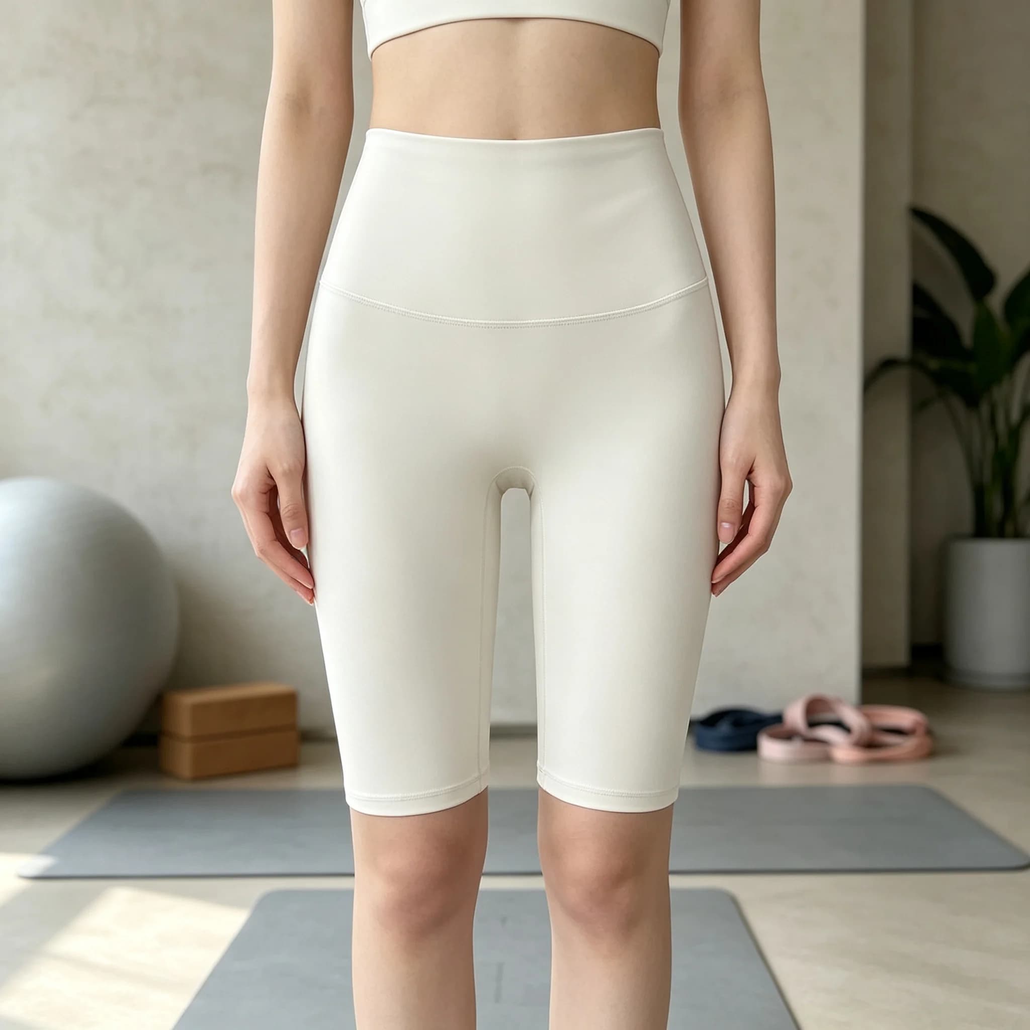 New High-Waisted Women's Sports Shorts, Yoga Pants with a Naked Feel, Butt-Lifting, No Awkward Lines, Five-Point Yoga Pants, Slimming Cycling Pants