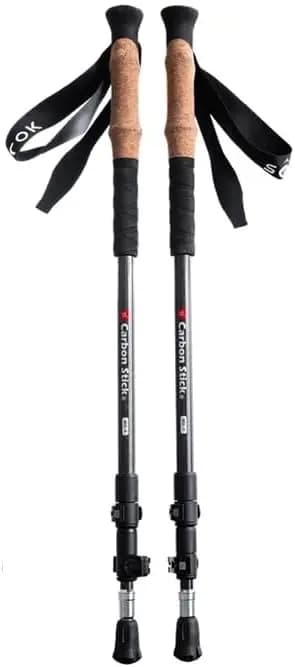 Bastoncini da Trekking in Fibra di Carbonio X Carbon Tech, Bastoni da Escursionismo Regolabili con Chiusura Rapida e Impugnatura in Sughero