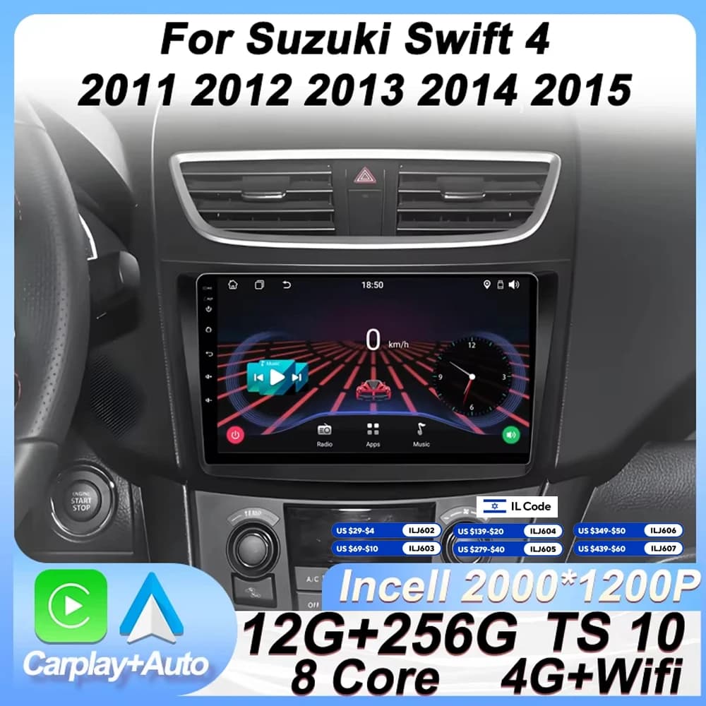 Lettore autoradio per Suzuki Swift 4 2011 2012 2013 2014 2015 8 Core Android Auto GPS Navigazione Unità principale stereo DSP Bluetooth
