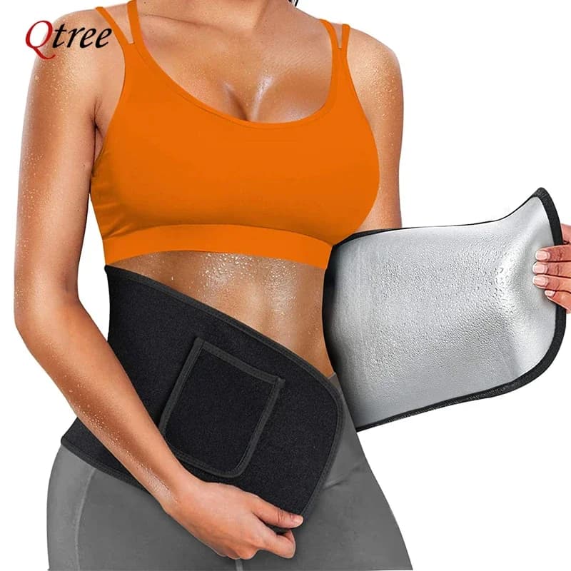 Qtree Cincher Body Shaper Wrap Donna Tummy Trainer Cintura Sauna Sudore Dimagrante Cintura da allenamento con tasca Bruciagrassi Corsetto