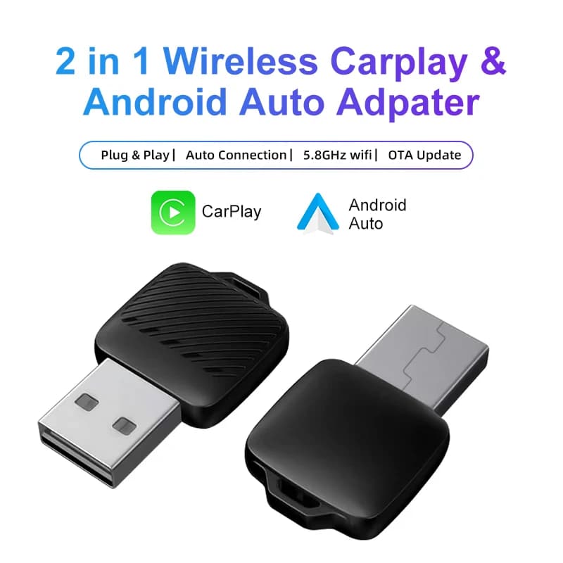Adattatore per auto CarPlay/Android cablato a wireless, WiFi 5GHz, Plug and Play USB/tipo-c, per auto CarPlay/auto auto cablate originali al 99%
