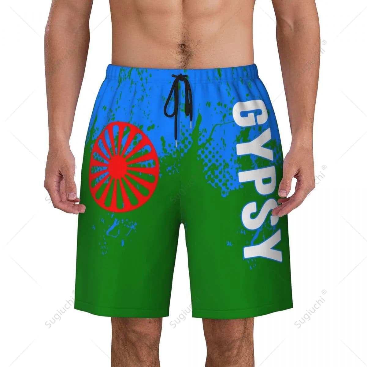 Pantaloni da spiaggia da uomo Roma Romani Gypsy Flag pantaloncini da surf surf ragazzi calcio ciclismo costumi da bagno Running poliestere