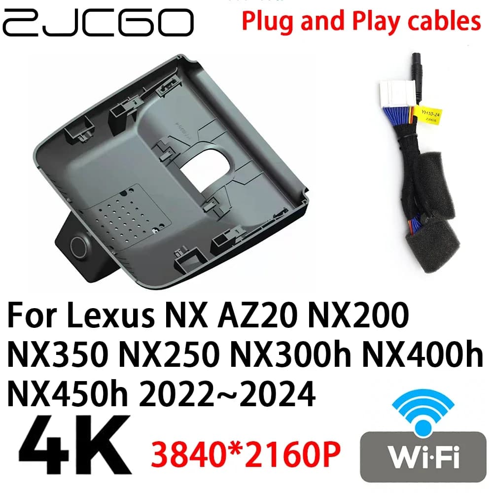 ZJCGO 4K 2160P Auto DVR Dash Cam Plug and Play Video for Lexus NX AZ20 NX350 NX250 NX300h NX400h NX450h 2022 ~ 2024