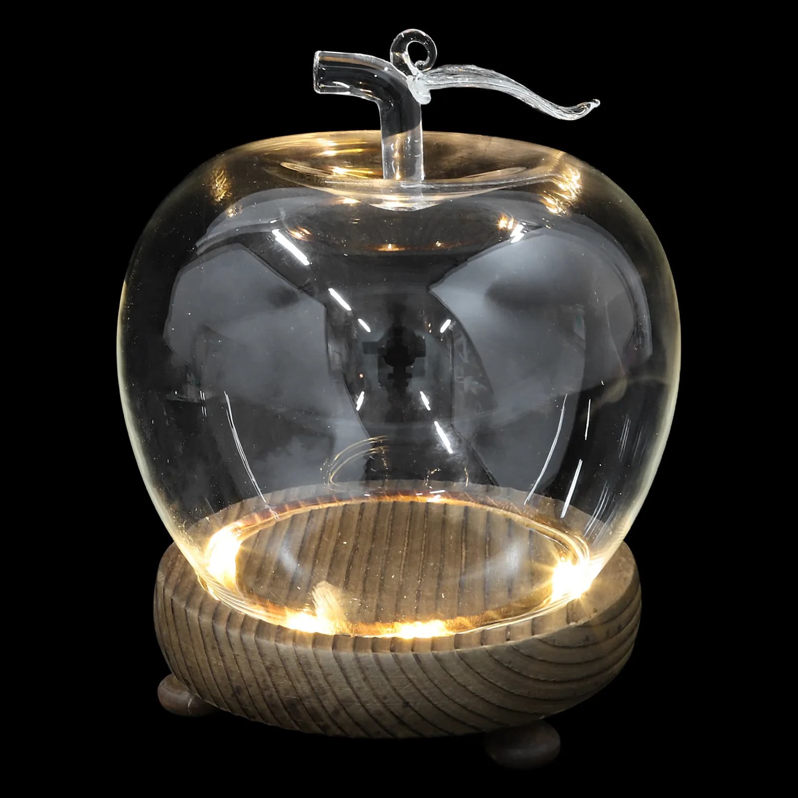 Cupola Decorativa in Vetro con Base in Legno Massello, Copertura Trasparente per Artigianato, Candele, Piante in Miniatura, Fiori Eterni, Illuminazione Intensa