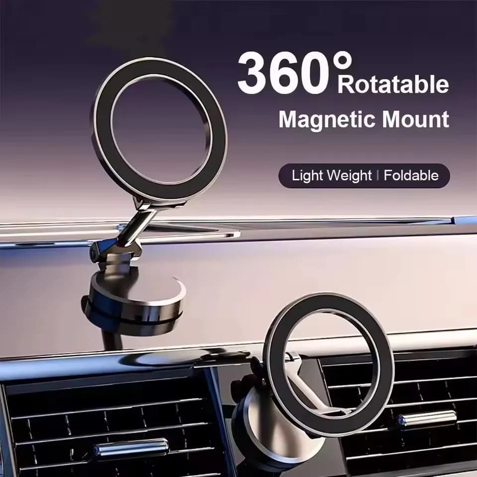 Magnetic Car Phone Holder Foldable Phone Holder with 360 Degree Rotating Car Navigation Phone Holder with Suction Cup for iPhone Samsung