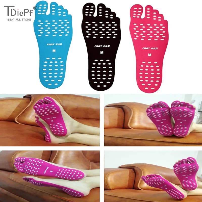 2PCS Sottopiede Anti Slip Adesivo Solette antiscivolo Bastone a piedi nudi Scarpe da spiaggia Poggiapiedi Adesivo Silice Invisible Shoe Pad Piscina