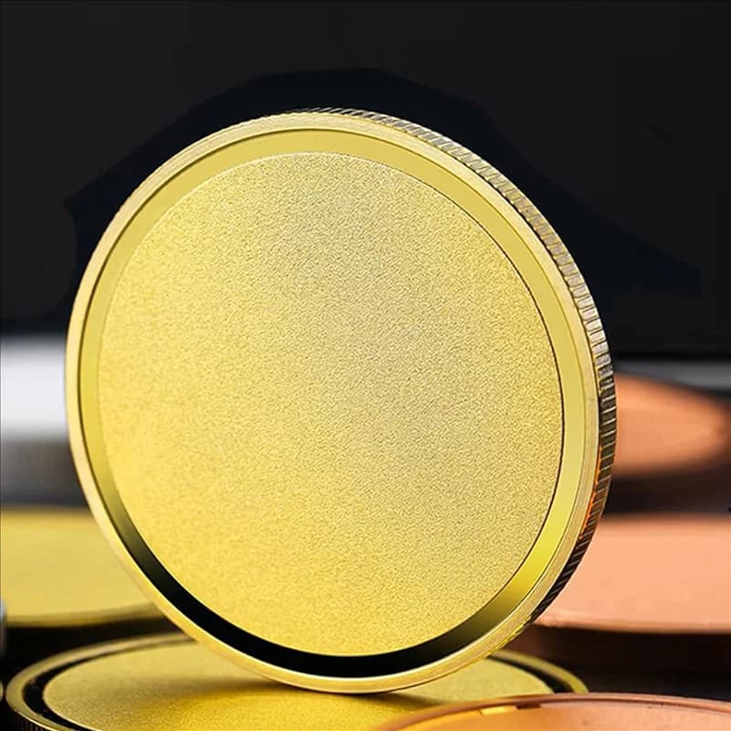ABFI 10 pz/50 pz Ottone Incisione Laser Spazi Vuoti Sfida Moneta Smerigliata Con Scatola di Protezione Acrilica - 40 Mm Per L'artigianato FAI DA TE