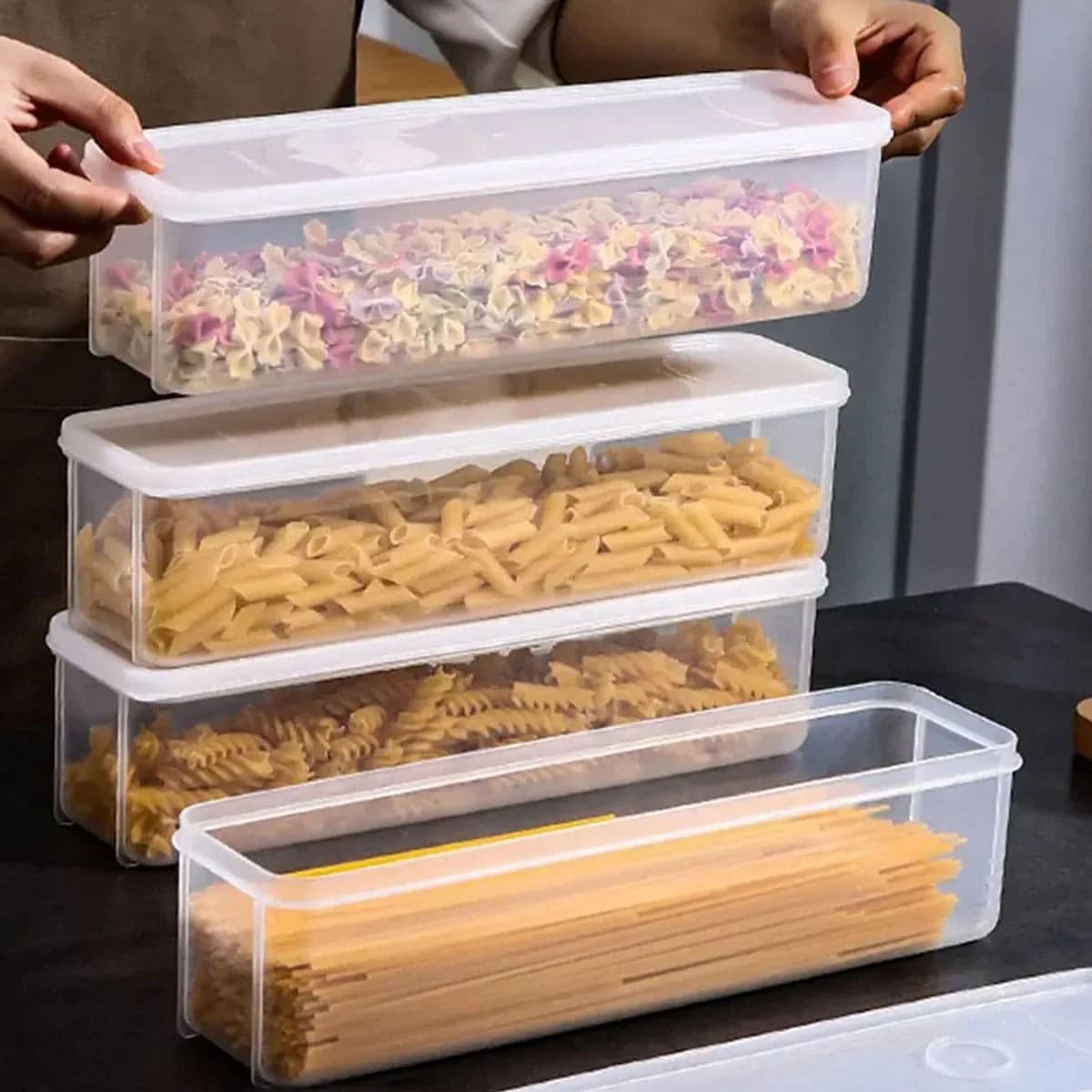 1 scatola portaoggetti in plastica trasparente, contenitore per alimenti per frigorifero con coperchio, contenitore trasparente per alimenti sigillato