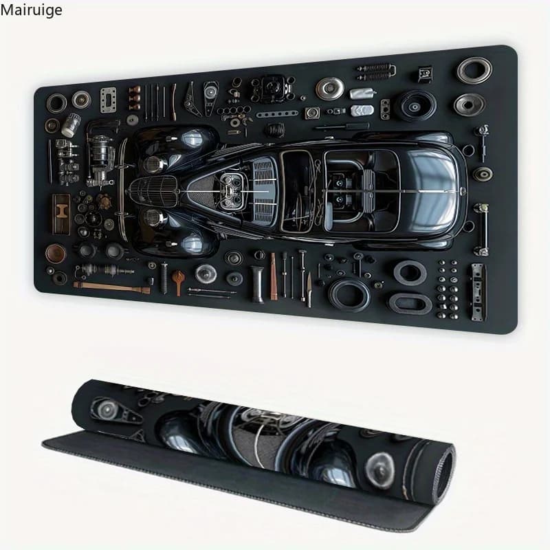 Tappetino per Mouse da Gaming a Tema Auto da Corsa, Grande Tappetino da Scrivania per Computer e Ufficio, Antiscivolo in Gomma, Tappetino HD per Tastiera e Mouse, Tappetino Lungo da Scrivania