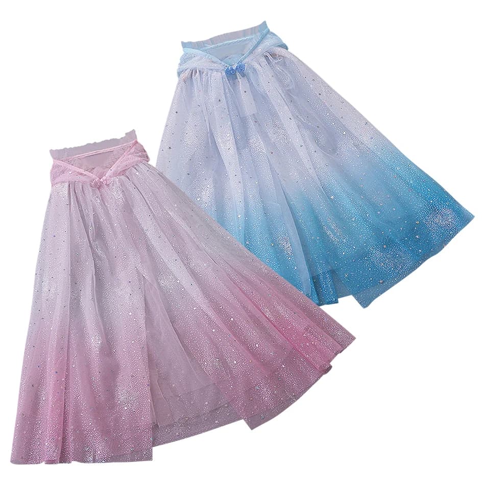 Mantello da Principessa Elsa per Bambine per Halloween, Costume con Stampa a Stelle, Abbigliamento per Neonati e Bambini, Mantello con Cappuccio Stile Sfumato