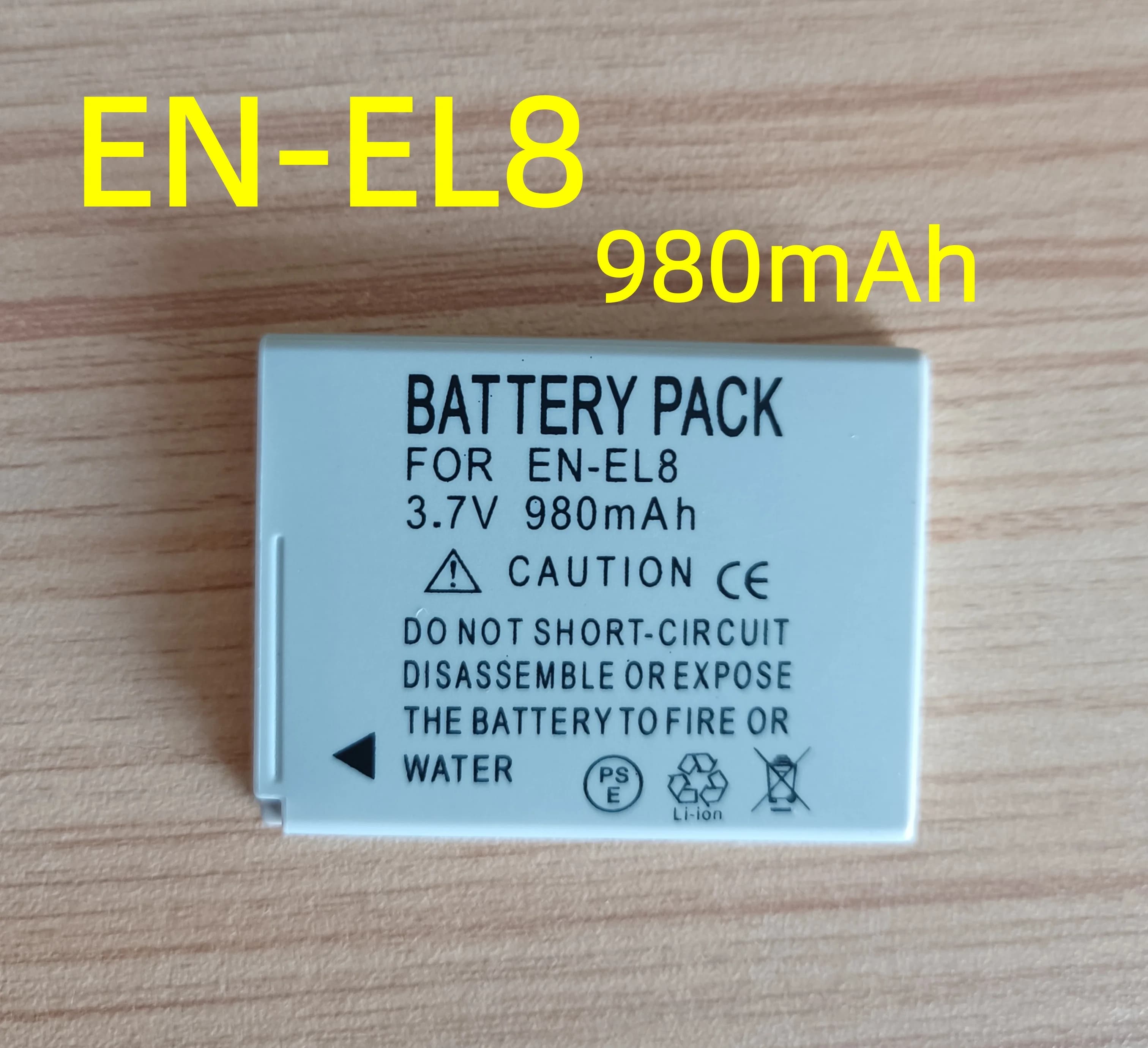 980mAh EN-EL8 EN EL8 Batteria per fotocamera o caricabatterie per Nikon COOLPIX P1 P2 L1 L2 S1 S2 S3 S4 S5 S6 S7 S7C S8 S9 S51 S50 S52 Batteria