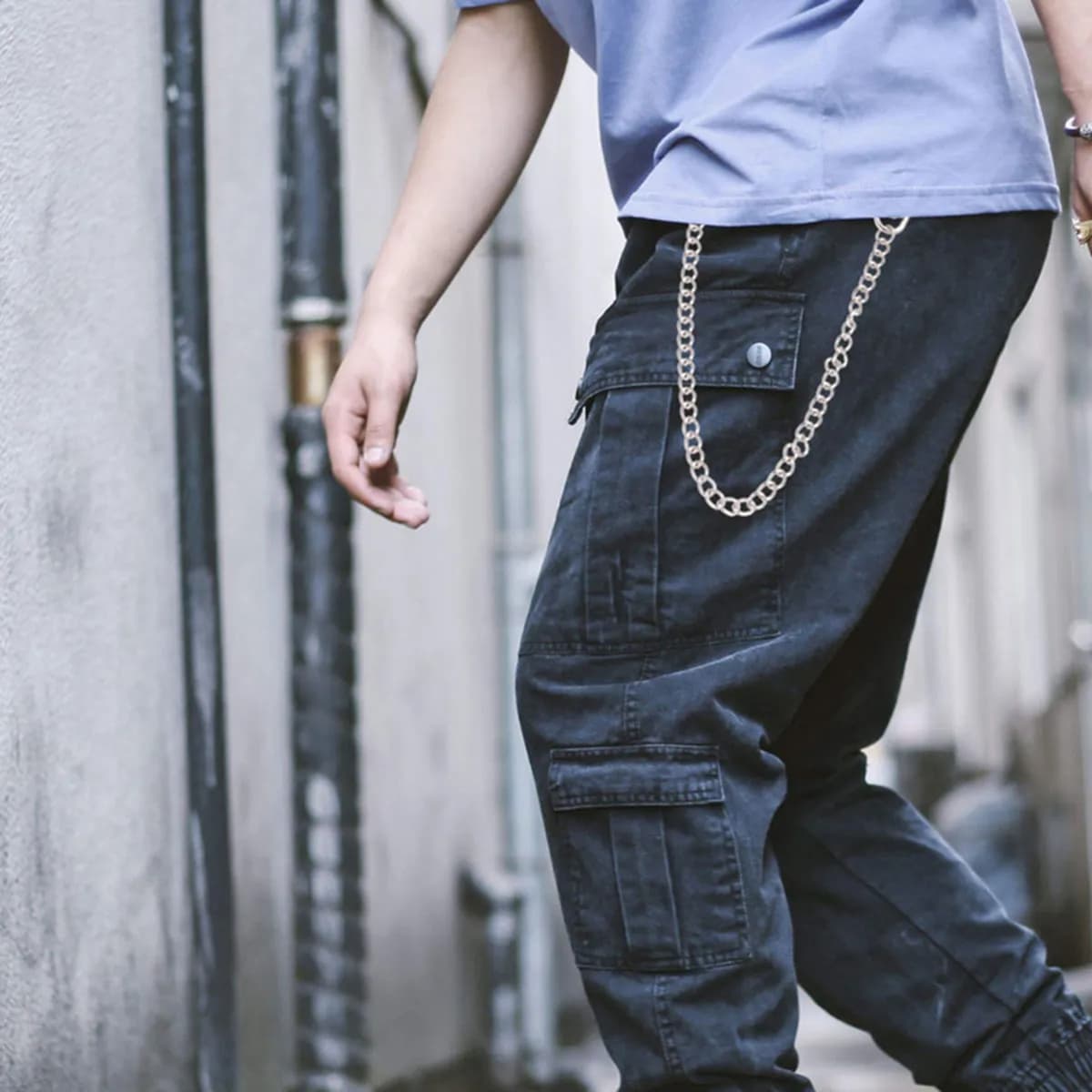 Set di 3 Catene in Metallo per Pantaloni, Argento, 25Cm 40Cm 45Cm, Accessorio Punk Hip-Hop per Jeans, Catena Decorativa per Portafoglio e Chiavi, per Uomo e Donna