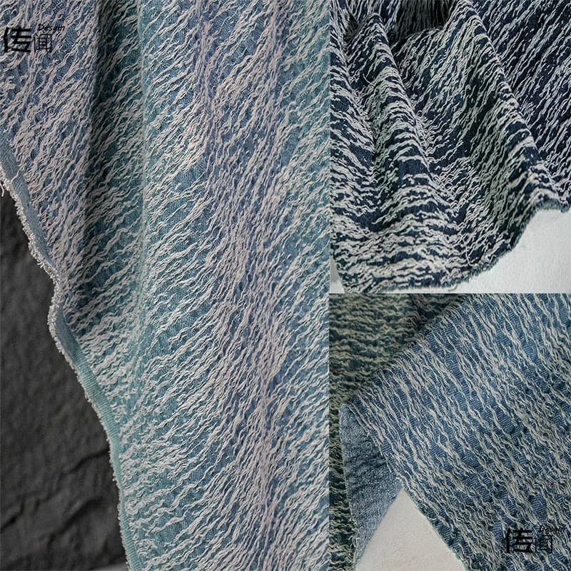 Tessuto denim jacquard bianco lavato con linea per borse spesse Scarpe Giacche Pantaloni Abbigliamento Designer Abbigliamento Panno Cucito fai da te al metro