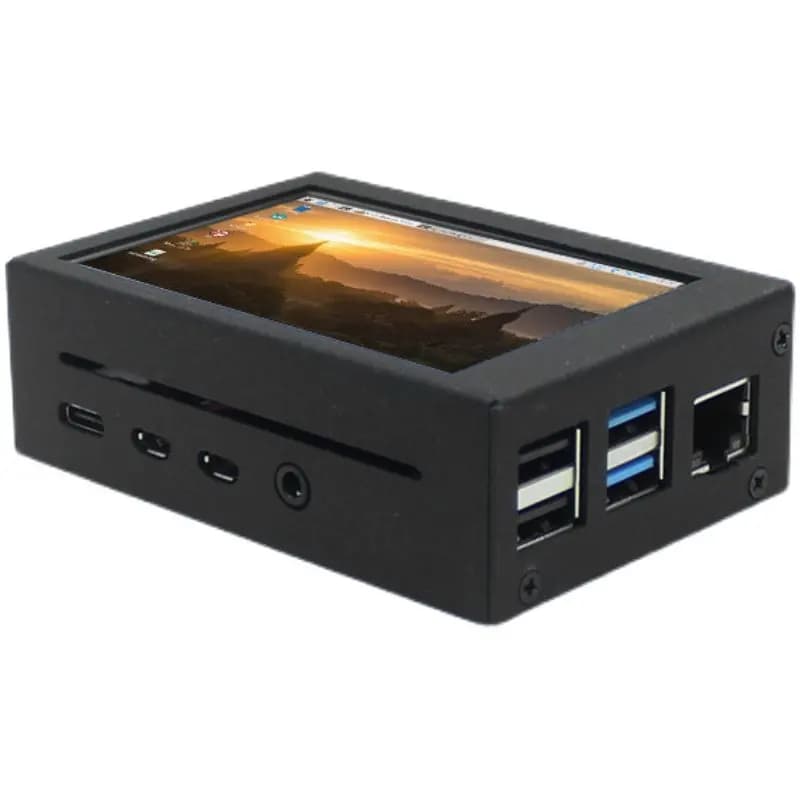 Raspberry Pi 4B Case with Screen - 3.5 Inch Touchscreen Display + Aluminum Alloy Cooling Fan Case for Pi 4 Model B