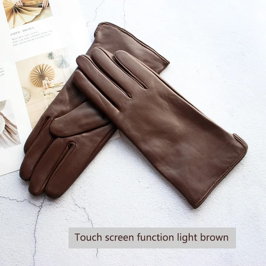 Colorful sheepskin gloves Fleece lining straight style women's spring and autumn outdoor travel Cycling driving